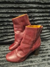 SANDRO Ankle Boots Maroon Leather Womens UK 3