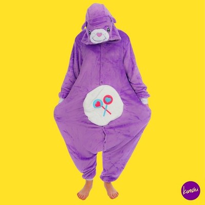 EVERGLAMMOUR Unisex Jumpsuit, Fleece, Share Bear, Lila, UK XL | EU 50 | US XL