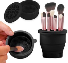 Makeup Brushes Cleaner Mat with Brush Storage Holder, Folding Portable Washing