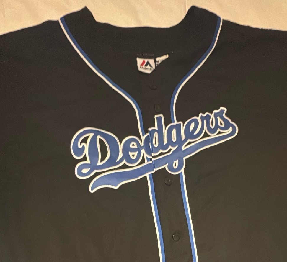 Majestic Los Angeles Dodgers Black Jersey 3XL Button Up Blue White Trim