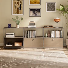 Classic Modern Storage Cabinet Shelf  Metal Sideboard Credenza For Living Room