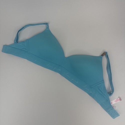 Victoria's Secret Pink Wear Everywhere Lightly Lined Wireless T-Shirt Blue 32DD - Picture 4 of 9