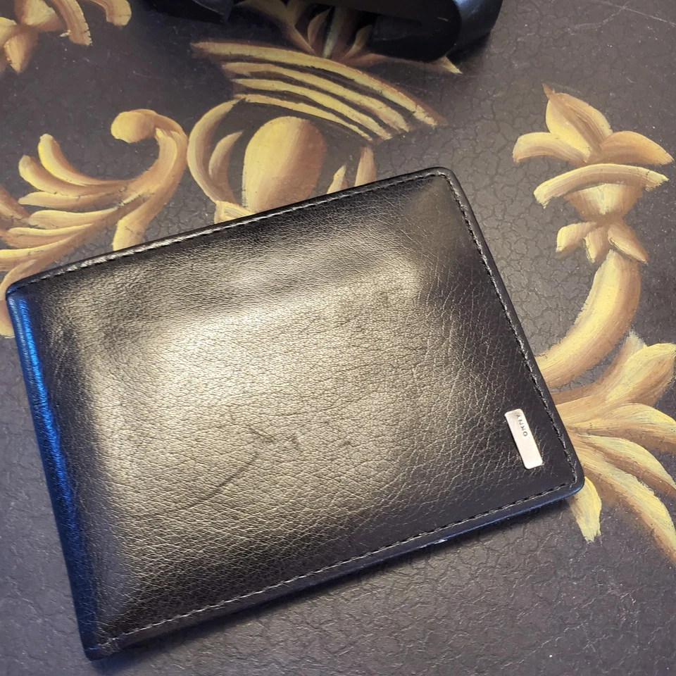 DKNY Hombres Cartera Doble Plegable Cuero Genuino Negro Diseñador NUEVO Sin Caja Suave como la Mantequilla Foto 2 de 4