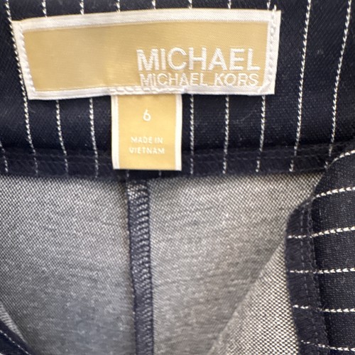 Michael Kors Women’s Navy/White Pinstripe Dress Pants Flat Front Regular 6