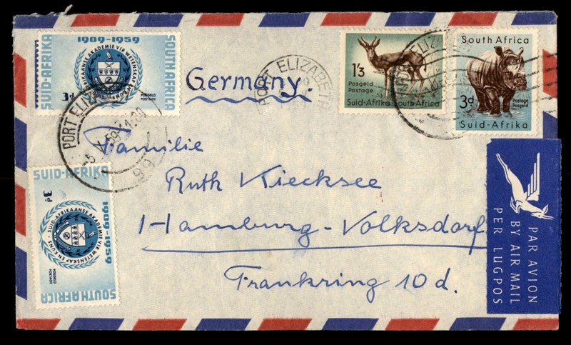 Mayfairstamps South Africa 1959 Port Elizabeth to Hamburg Germany Cover cca_0734