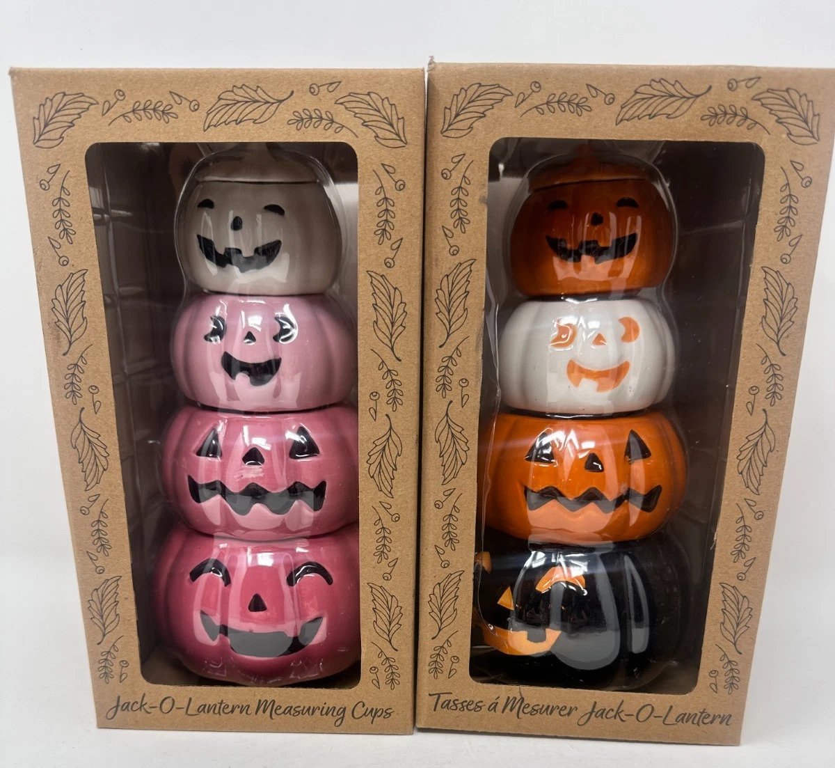 Happy Haunting Jack O Lantern Measuring Cup Stack, Traditional or Pink, NEW