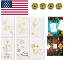 Cards with Envelopes - 4 x 6 In, 48 Pack, White & Gold Foil Snowflake Design ...