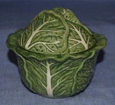 Vintage Cardinal Inc. Large Cabbage Lettuce Suger Bowl W/ Lid Ceramic