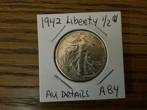 1942 Walking Liberty Half Dollar high grade AU details A84