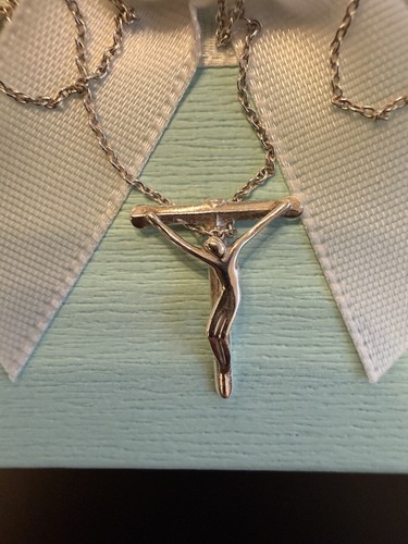 Tiffany & Co. Elsa Pareto Kruzifix Anhänger 925 Silber 18 Zoll Kette  - Bild 2 von 12