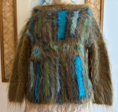 Vtg Anna Sui Super Fuzzy Long 78% Mohair Knit Sweater Top x James Coviello sz M