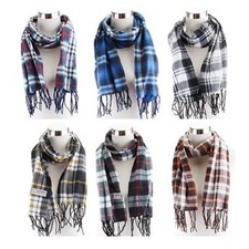 3 Pc Men Women Cashmere Fleece Scarf Warm Plaid Pashmina Wool Winter Scarves
