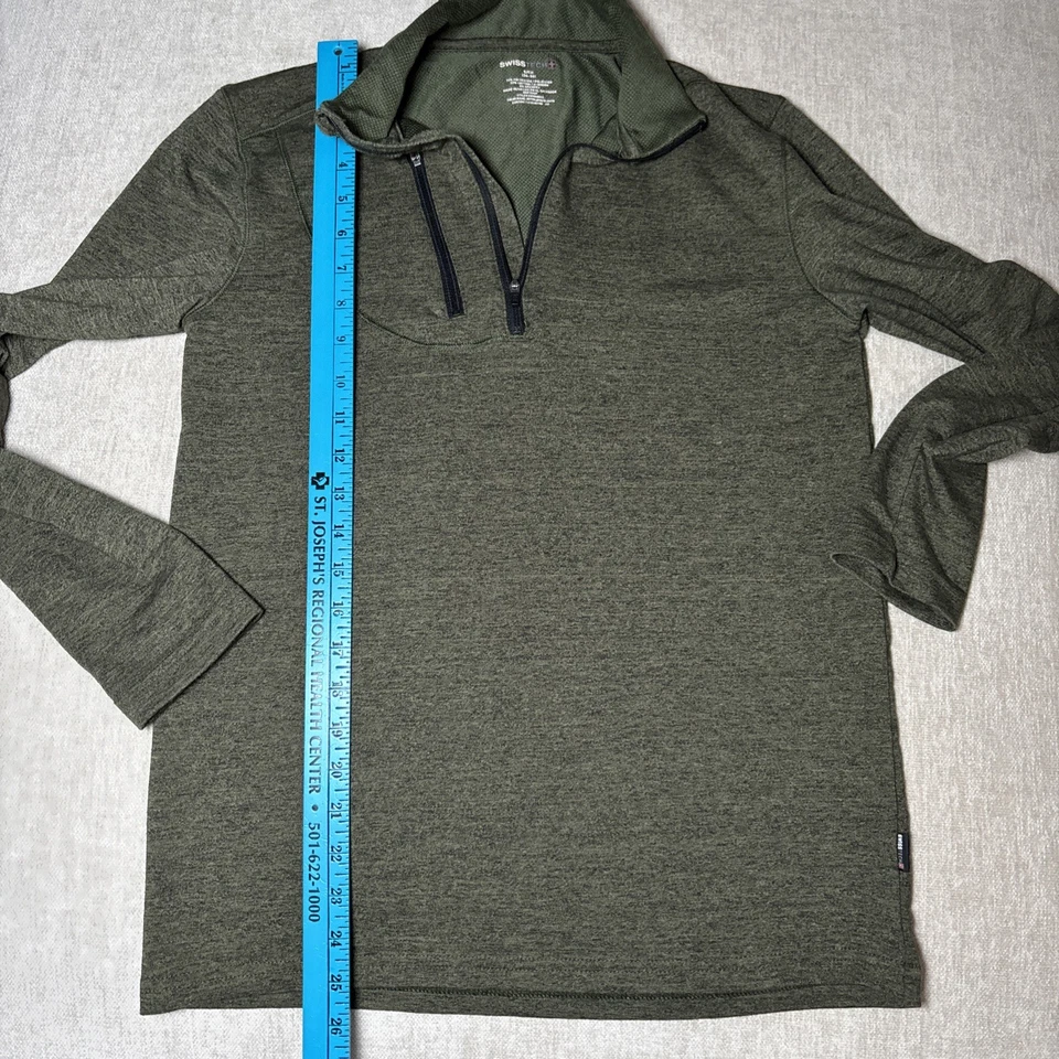 SwissTech Suéter Para Hombres Pequeño Verde Pullover Sudadera Cuarto Cremallera Foto 3 de 4
