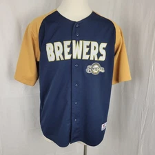 Milwaukee Brewers Jersey Mens XL Navy True Fan MLB Baseball