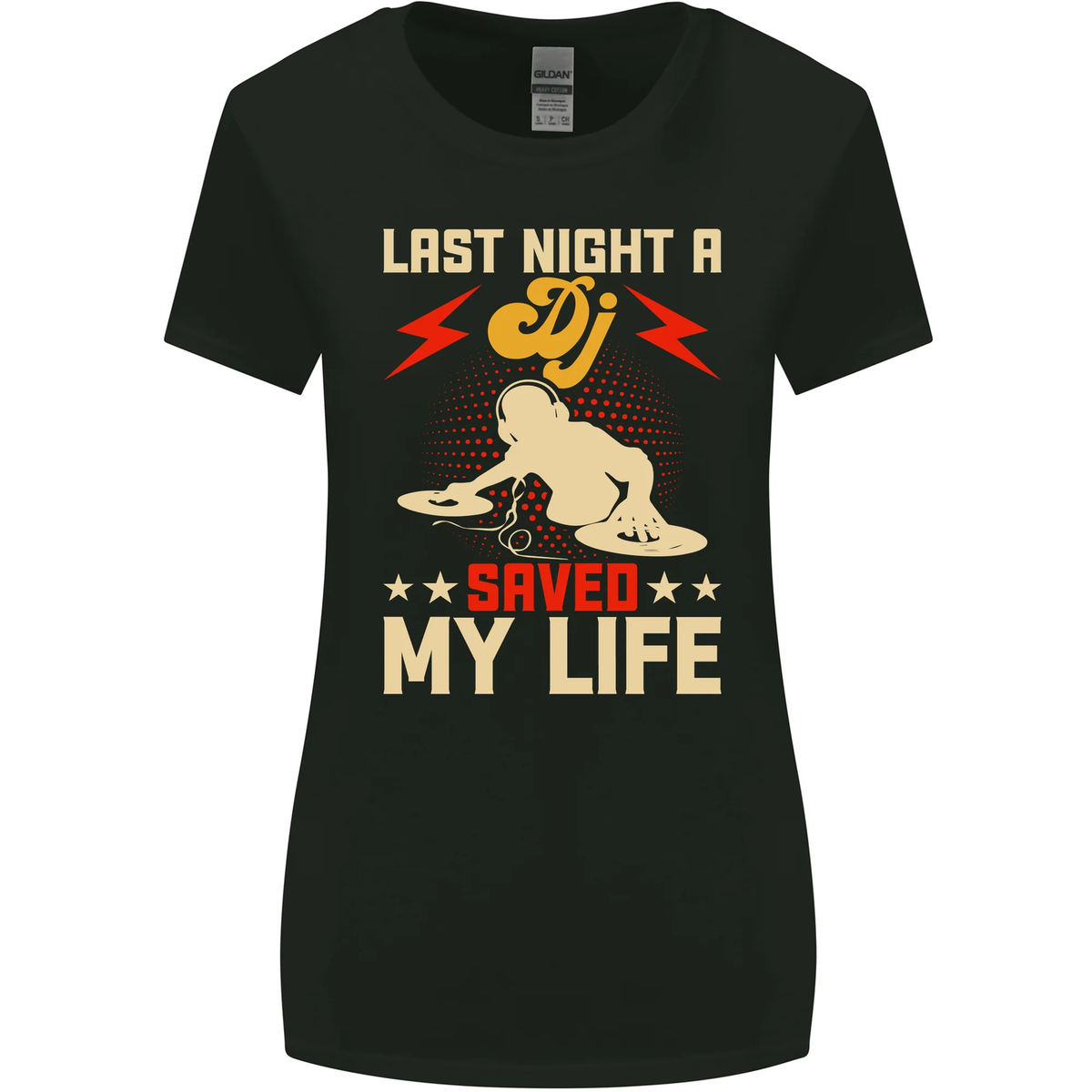 Last Night a DJ Saved My Life DJing Womens Wider Cut T-Shirt UK
