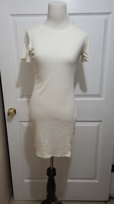 formal white short dress Six Stories Women's Lace Sleeve Cowl Satin Mini Dress