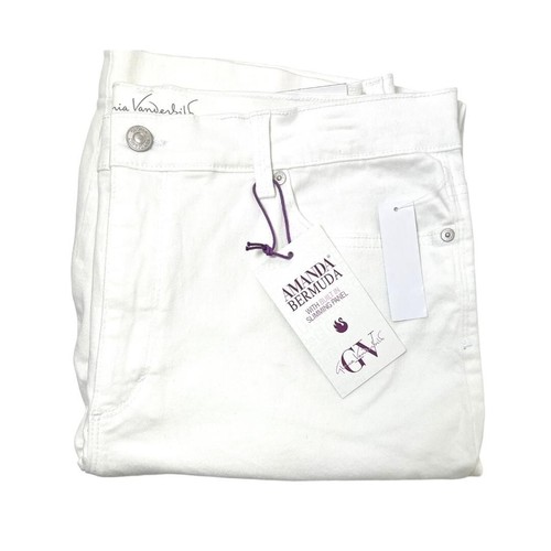 Gloria Vanderbilt Womens White High Rise Amanda Bermuda Jean Shorts Sz 14 NWT - Picture 2 of 9