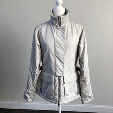 Nike Women  s Lined Beige Pockets Zip-up Windbreaker Jacket Sz M