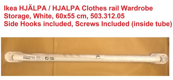 Ikea HJÄLPA / HJALPA Carril de Ropa Armario Almacenamiento, Blanco, 60x55 cm, 503.312.05