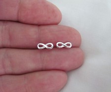 925 Sterling Silver 4mm Infinity Stud Earrings Push Back For Children Baby Gifls