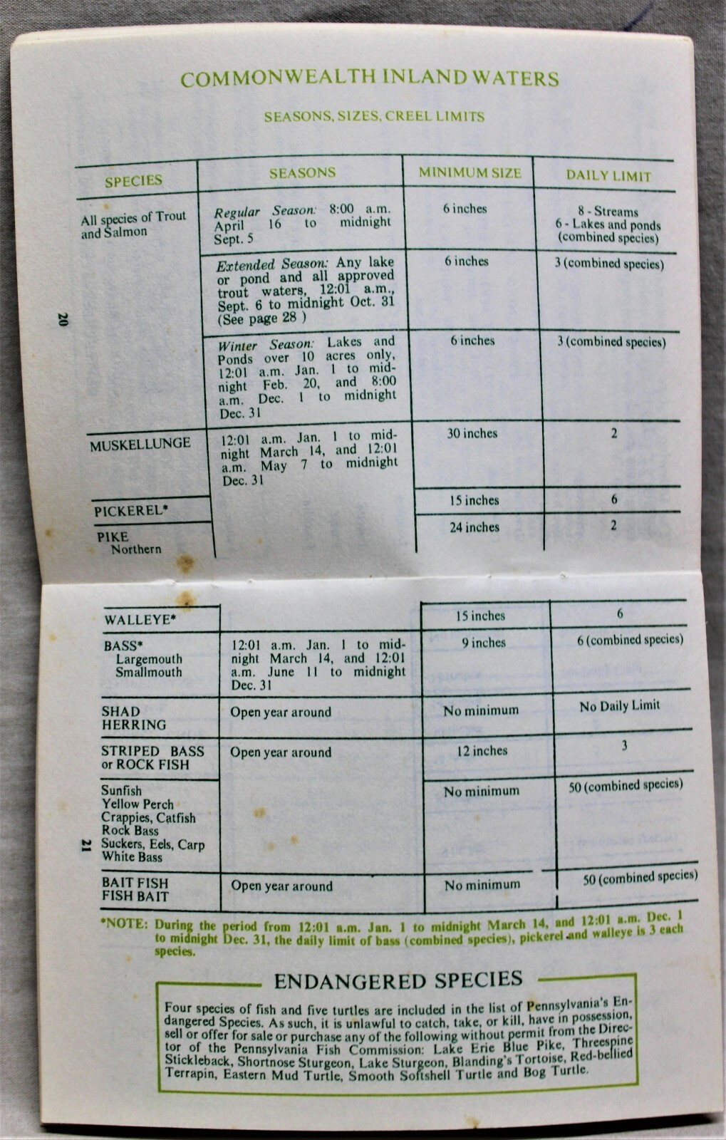 PENNSYLVANIA FISH COMMISSION REGULATIONS &amp; LAWS BOOKLET 1977 VINTAGE ...