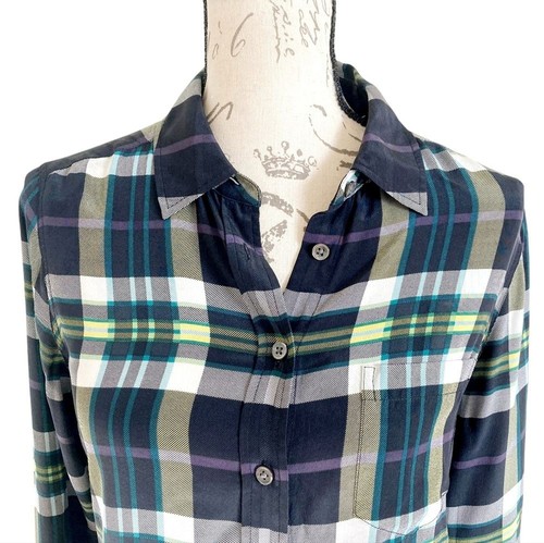 Equipment Femme blusa donna 100% seta taglia XS Brett camicia bottoni tartan a quadri - Foto 7 di 13