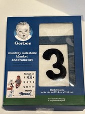 Gerber Baby Monthly Milestone Blanket w/ Frame Cute Dog Theme NEW IN BOX 