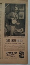1947 Lipton tea bags  Ginger Rogers star magnificent doll movie ad