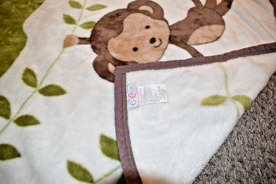 G4 LN Vintage COCALO Safari Jungle Mono Peluche Minky Acrílico Cuna Manta Foto 3 de 4