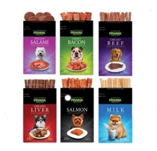 X6 Dog Stick Snack Food Treats Puppy Pet Meat Meal Bacon Beef Milk Salami Salmon