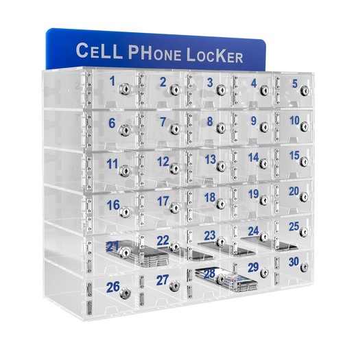 Scatola armadietto cellulare 30 slot trasparente acrilico scatola organizer con serrature - Foto 11 di 16