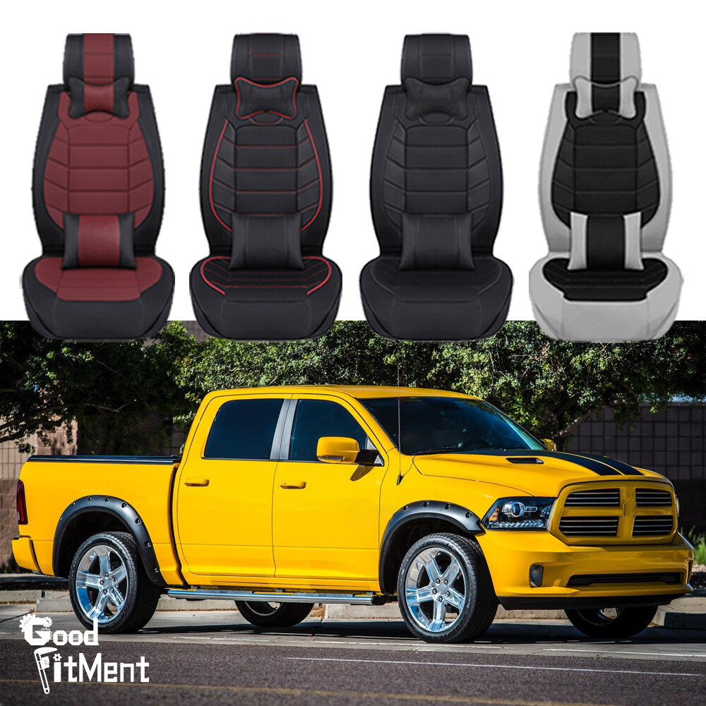 For Dodge Ram 1500 Pickup Truck Leather 5-Seat Cover Cushion Front Rear Full Set