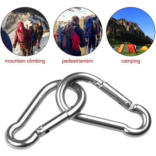 10Pcs Stainless Steel Snap Hook Carabiner Ring Screw Keychain Clip for Camping - Picture 5 of 12