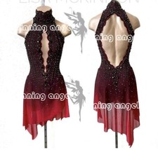 Ice Skating Adult Figure skating Dress Gymnastics Costume red dyeing