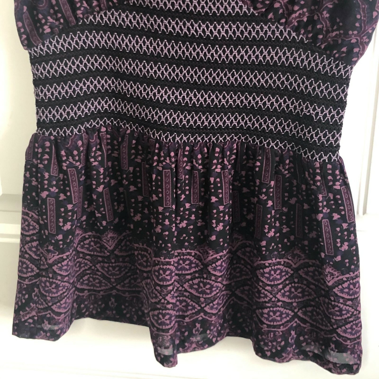 Hazel Purple Patchwork Boho V neck Tank Size S - image 4