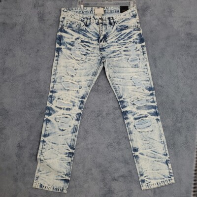 Faded Jeans Redying Jeans SMOKE RISE Mens 36x30 Rip Repair