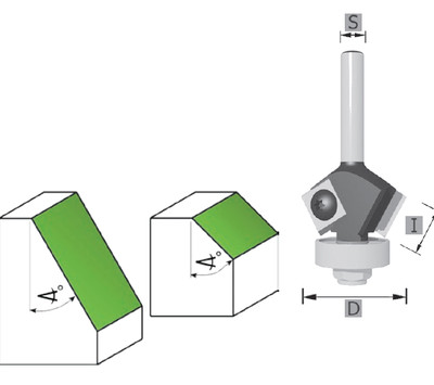 HM-(HW) WPL chamfer cutter 30° or 45° with ball bearing Z=2 shank 8 mm MAN SK1305