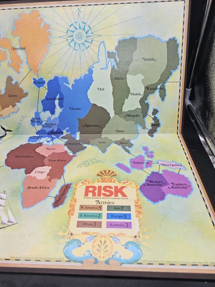 Настольная игра RISK World Conquest 1975 сменная игровая доска только Parker винтаж - Изображение 4 из 4