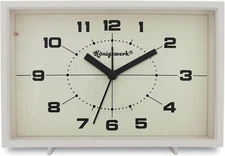Analog Alarm Clock 6 inch Silent Non Ticking Small Clock with Night Light Bat...