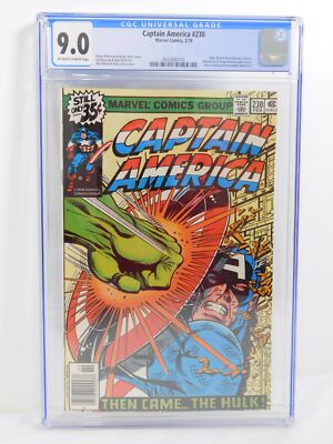 Captain America #230 CGC 9.0 Marvel Comics Iconic Cover Hulk Fight Vs 2/79