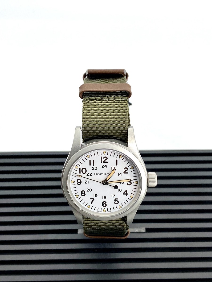 Hamilton Khaki Field Mechnical 38mm White Dial Green Strap Hamilton Khaki Field Mechnical 38mm White Dial Green Strap