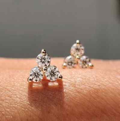0.60 CTW Round Cut Moissanite Push Back Stud Earrings In 14K Yellow Gold Plated
