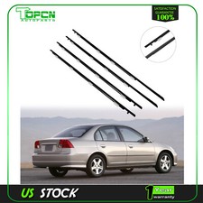 4 Pcs Door Weather Strip Window Belt Seal Molding Trim For 2001-2005 Honda Civic