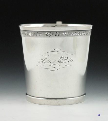 Antique 19th Century American Coin Silver Tea Cup/Mug 3"