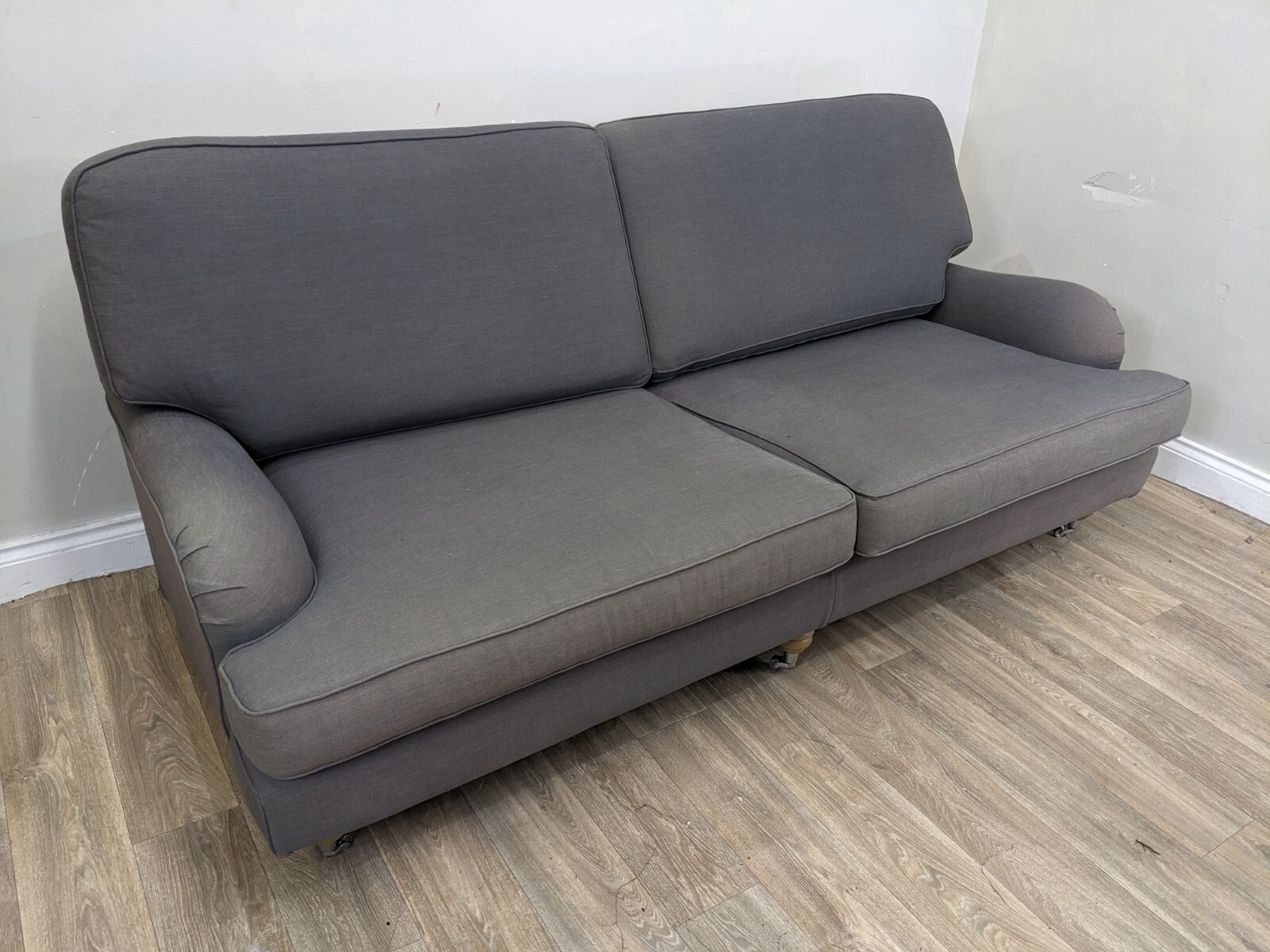 SOFA 4 Seater Multiyork BlueGrey Coloured Fabric Settee Pine Legs And