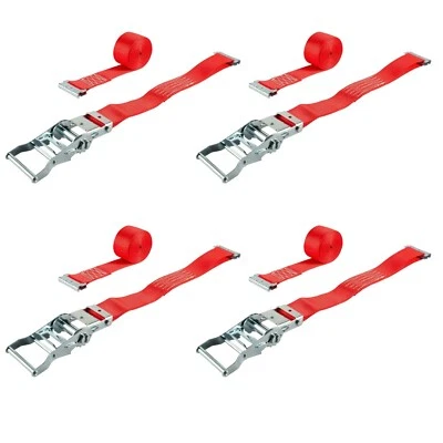 4x 2tlg. Spanngurt Zurrgurt Anker Kombi Schiene, Zurrschiene, 4 m rot 1,0 + 3,0m - Bild 1 von 4