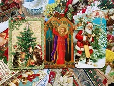 Box of 24 SMALL Punch Studio Christmas Cards Blank Note Assorted Diecut Ephemera