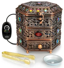 Electric Incense Burner with Regulator - Oud Frankincense Resin Burner - Copper