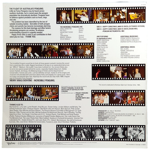 Vtg HAPPY XMAS War is Over John Lennon Yoko Penguin 1985 Festival Aus 45 RPM 12" - Foto 3 di 7