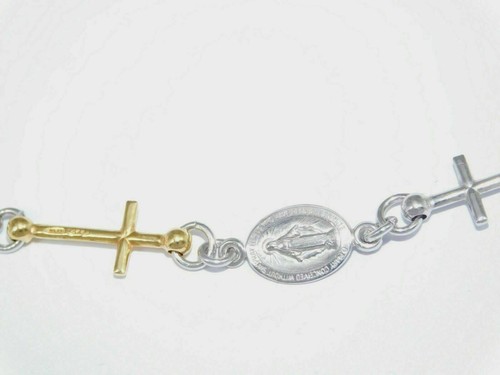 Collana ARTIGIANALE in Argento da 925 con Croci di Madonne Uomo e Donna e P Oro - Picture 2 of 6